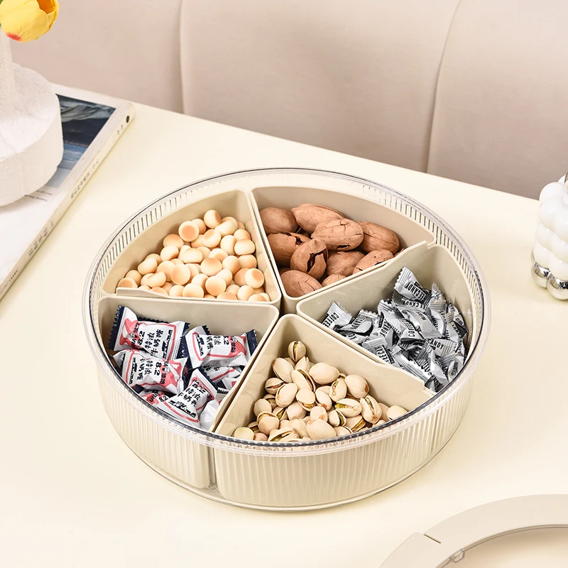 Hot Selling Large Capacity Double-Layer Sealed Fresh-Keeping Box Plastic Storage Household Rotating Grid Dried Fruit Box