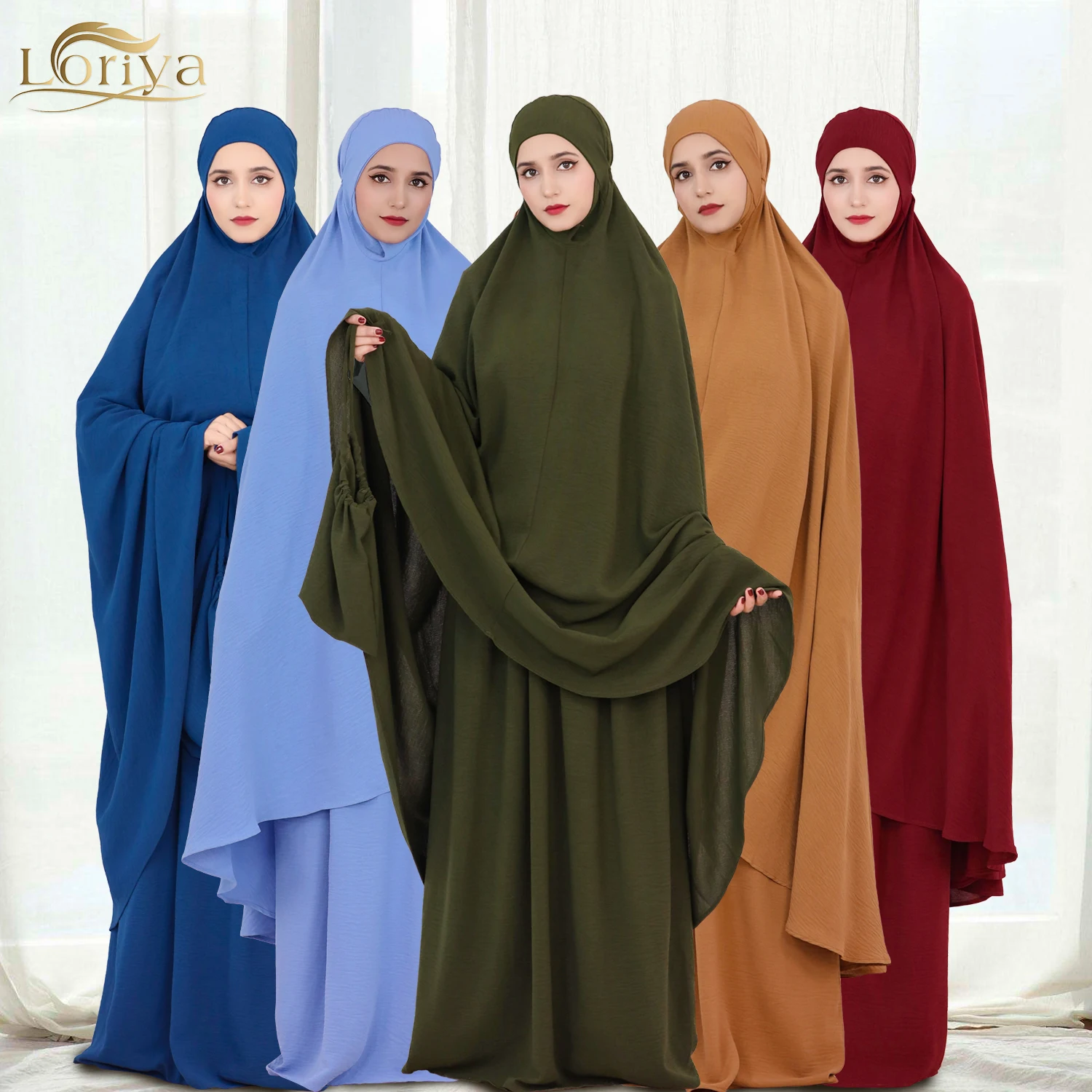 Loriya New Pray Abaya Set Traditional Muslim Clothing 2pc Prayer Abaya Skirt Set Khimar Jilbab set Islamic Women Dress