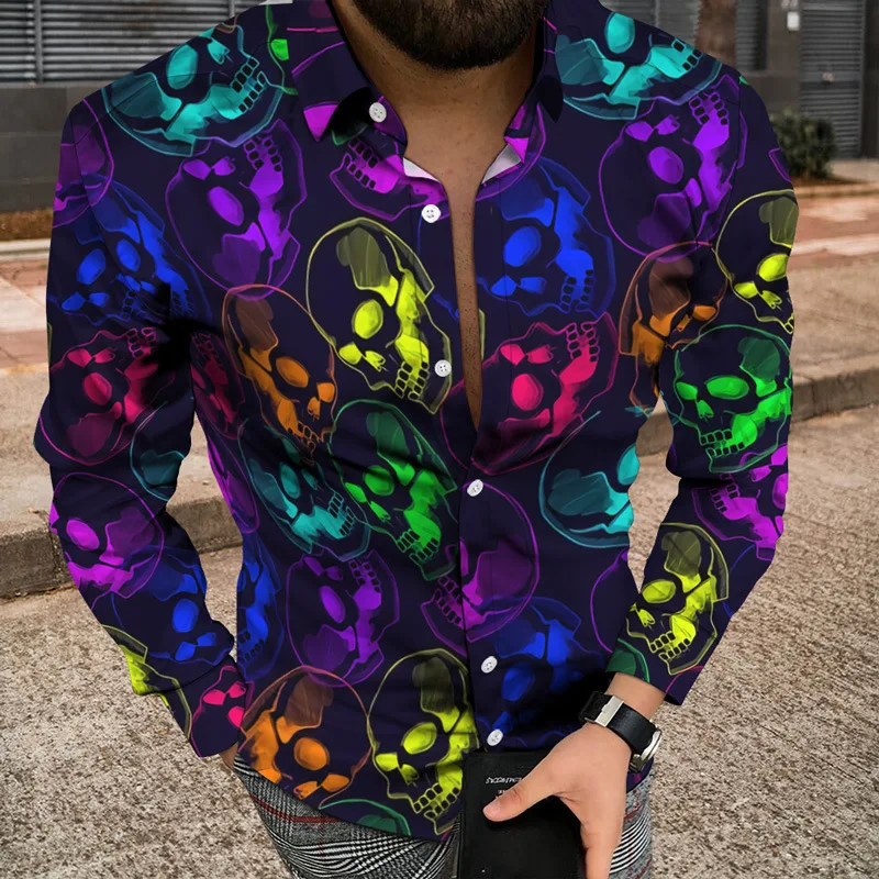 New Design Wholesale Shirts Support Dropshipping Shirt Printed Image Casual Long Sleeve Sublimation Shirts Men