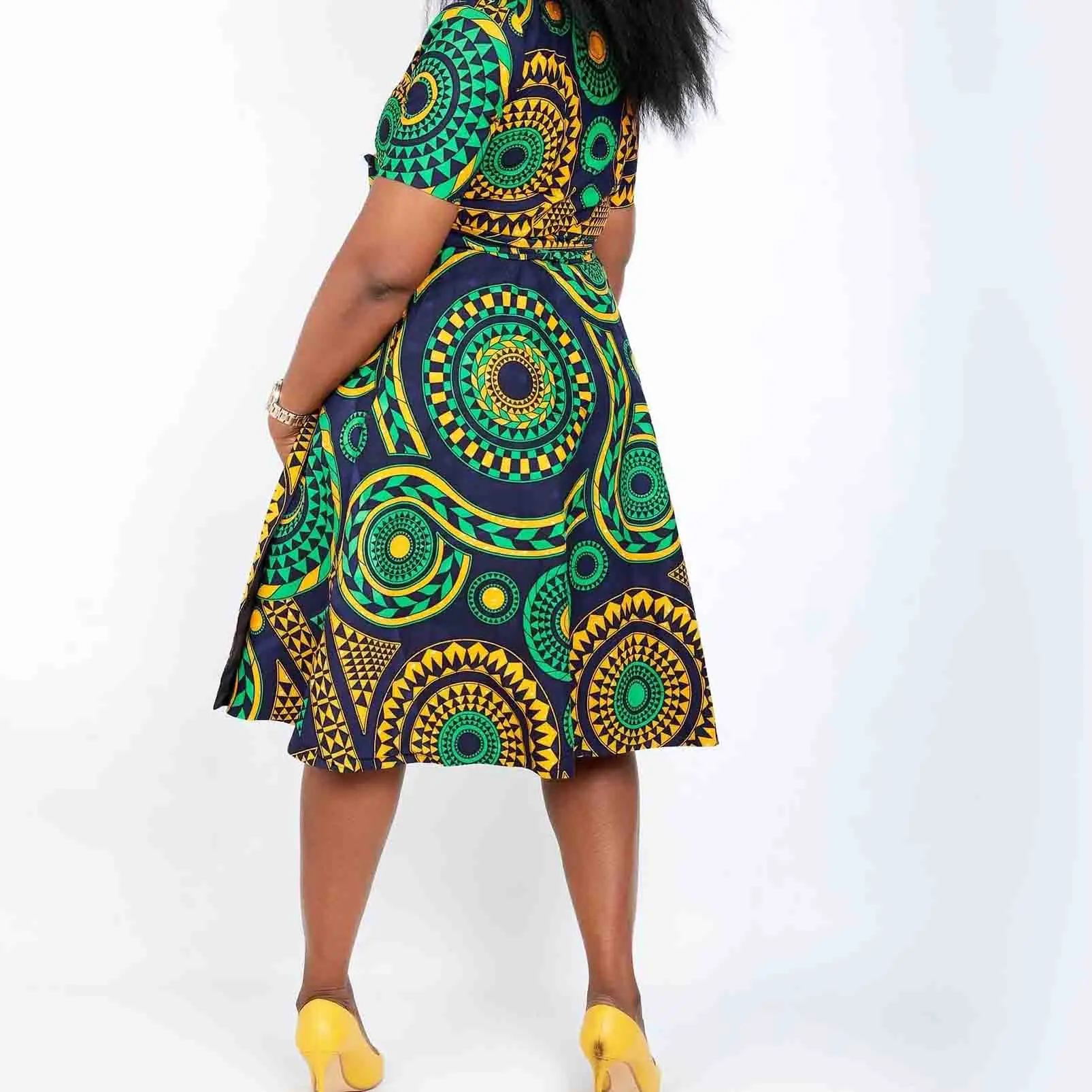 Traditional Cotton Short Sleeve Girls Midi Dresses for Women Clothing New African Ankara Modern OEM Service Adults Africa 50pcs