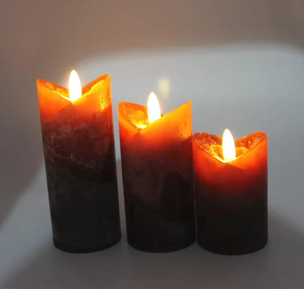 wholesale customized pillar shaped flameless Premium grey 360 top bullet wick candle vela with remote control/timer
