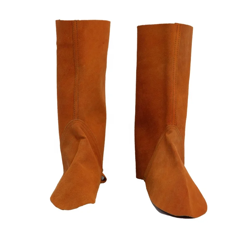 Hight Quality Cow Split Leather Fire Resistant Foot Cover Leg Welder Wear Guard Cowhide Leather Safety Working Protection