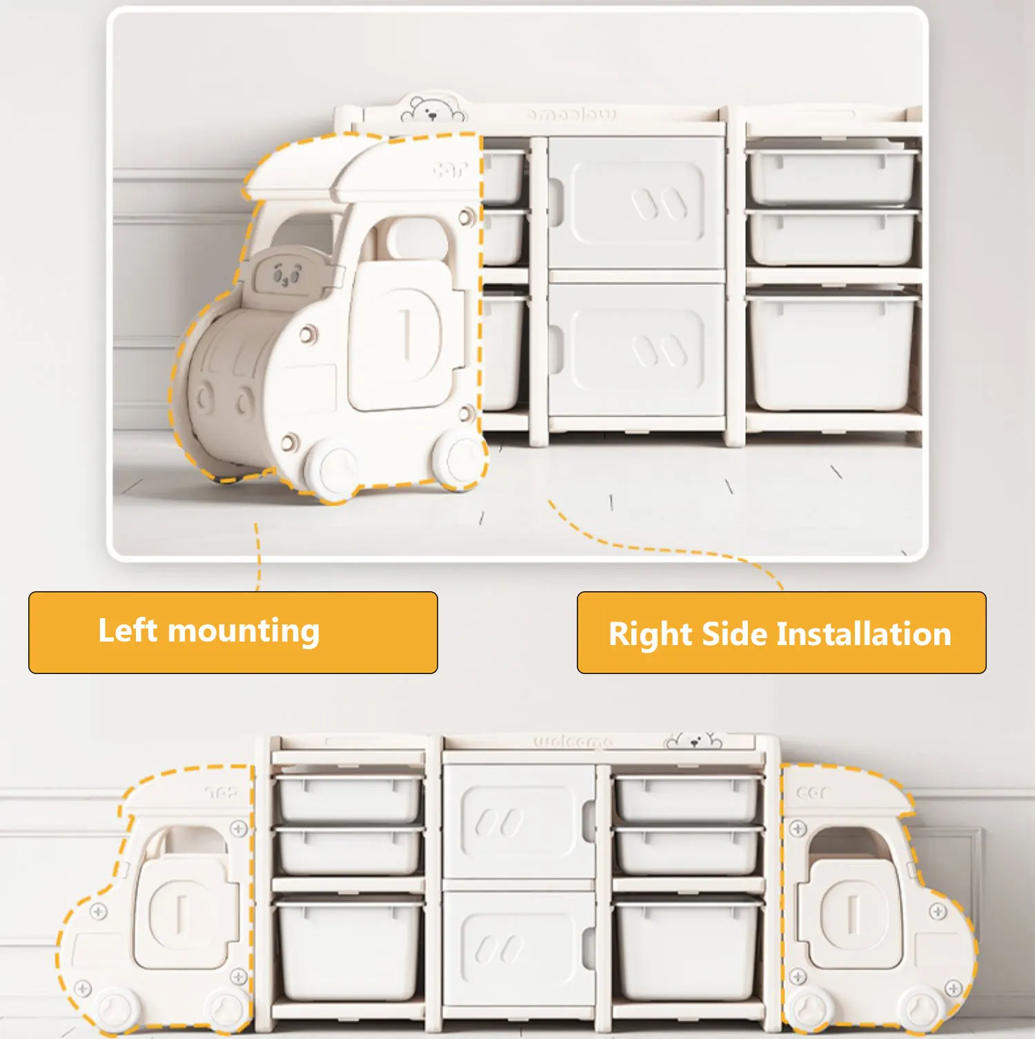 Larger Size Kids Furniture Custom Plastic Movable Baby Chest Corner Cupboard Rack Children Bedroom Toys Storage Organizer