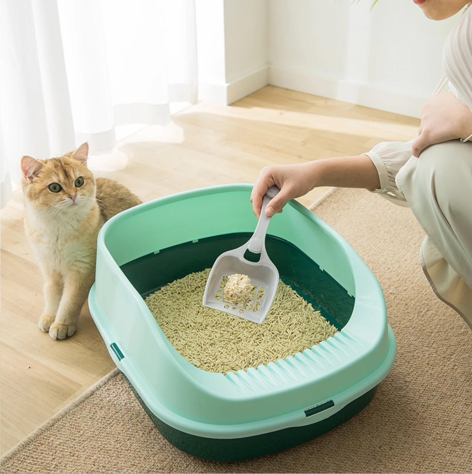 New type of cat litter basin semi closed splash proof Cat Toilet kitten poop basin small size cat litter shove