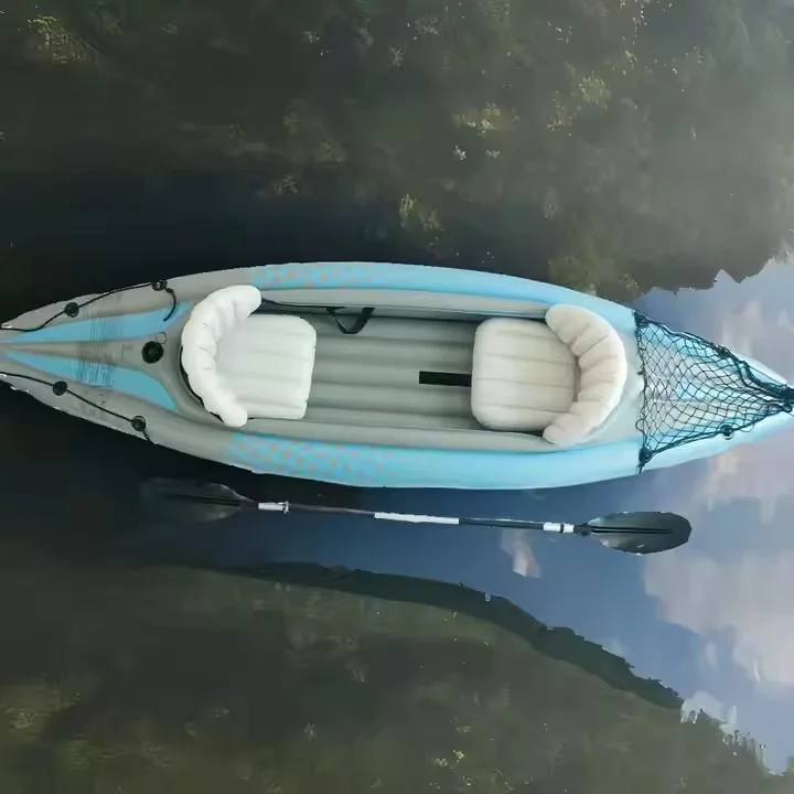 Factory Custom PVC Inflatable Kayak Portable Folding Rubber Boat Single Double Outdoor Adventure Canoe Drifting Fishing PE Hull