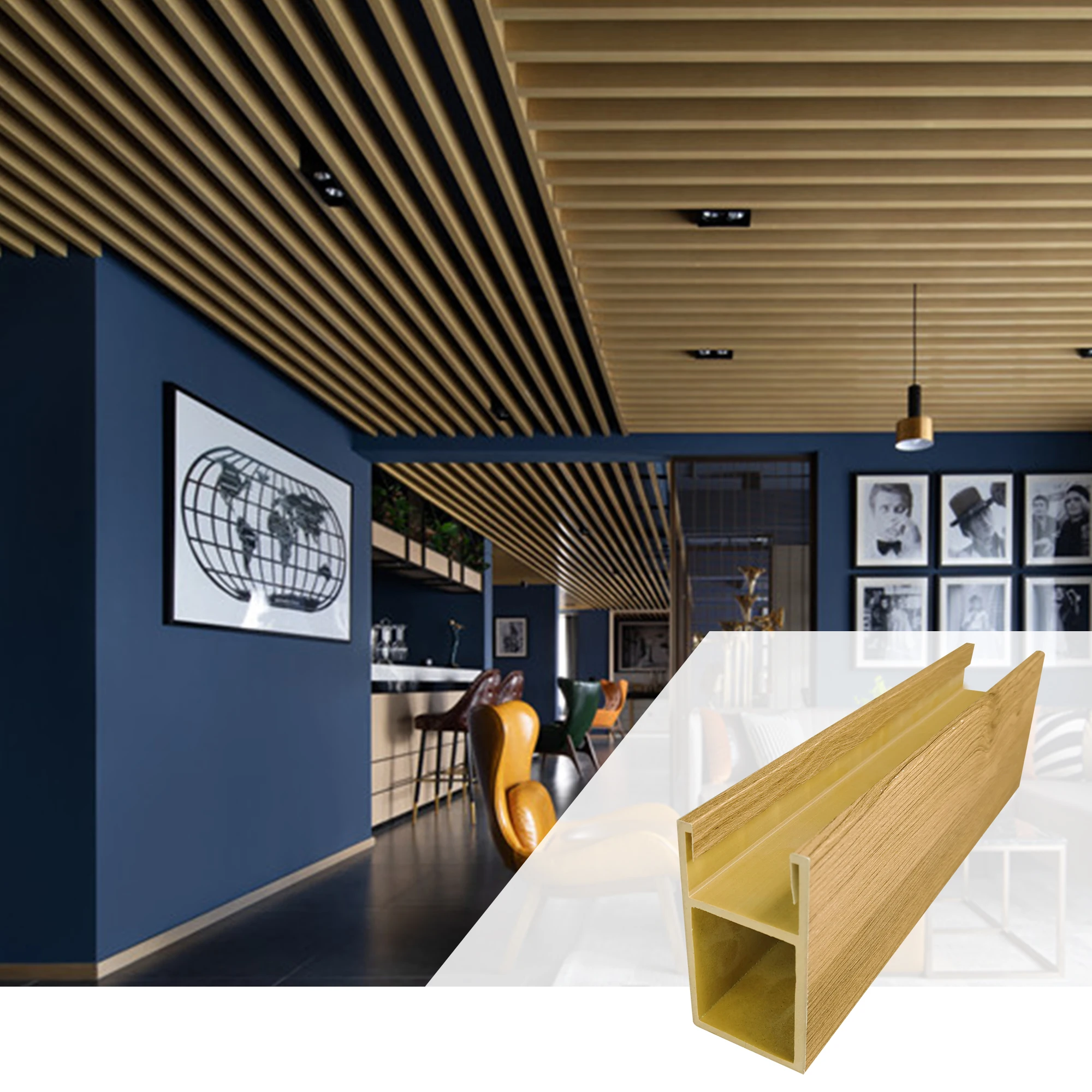 Wood grain warm color wholesale PVC ceiling panel for office house hotel Condole top ceiling