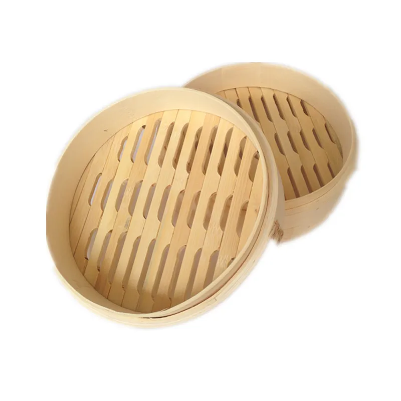 Natural color organic bamboo steamer 6inch 8inch 10inch or customized size bamboo steamer with logo