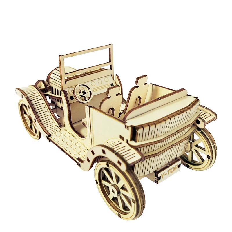 New Original Design Retro Vintage Car 3D Wooden Puzzle DIY Mechanical Vechical Model Assemble Educational Toys