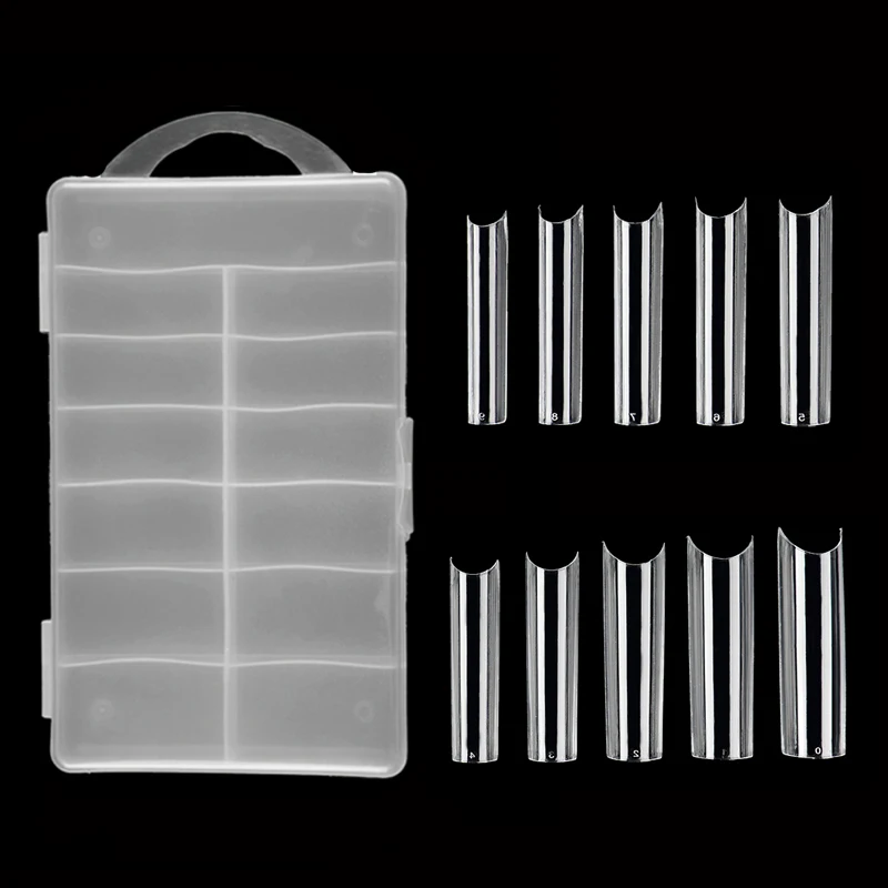 2022 Private Label OEM 100 pcs/box 10 Sizes Practice Half Cover Fake Nails Tips Acrylic False Long Coffin Nail Tips