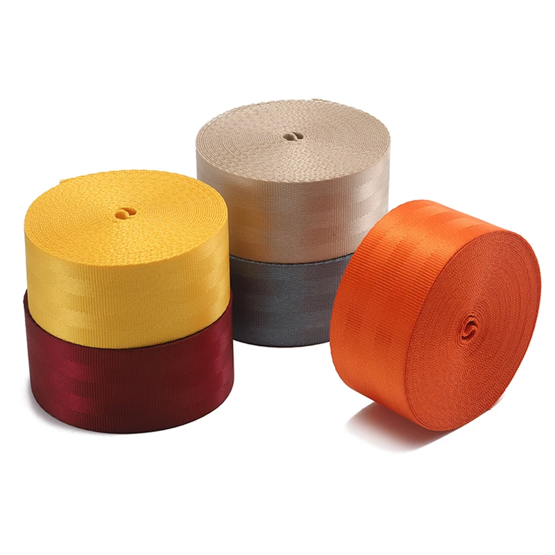 High quality polyester 50mm seat belt 1 1/2 inch colour yellow black  strap harness backpack seat  belt webbing