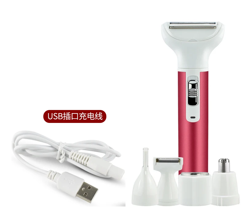 in stock factory price hair remover stock electric facial  trimmer 5 in1 lady shaver with USB charger
