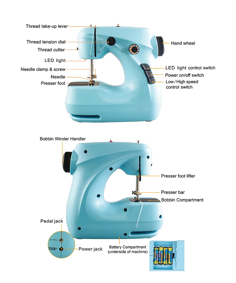 CE CB VOF handy stitch sewing machine fhsm 211mini sewing machine for clothes home appliances products