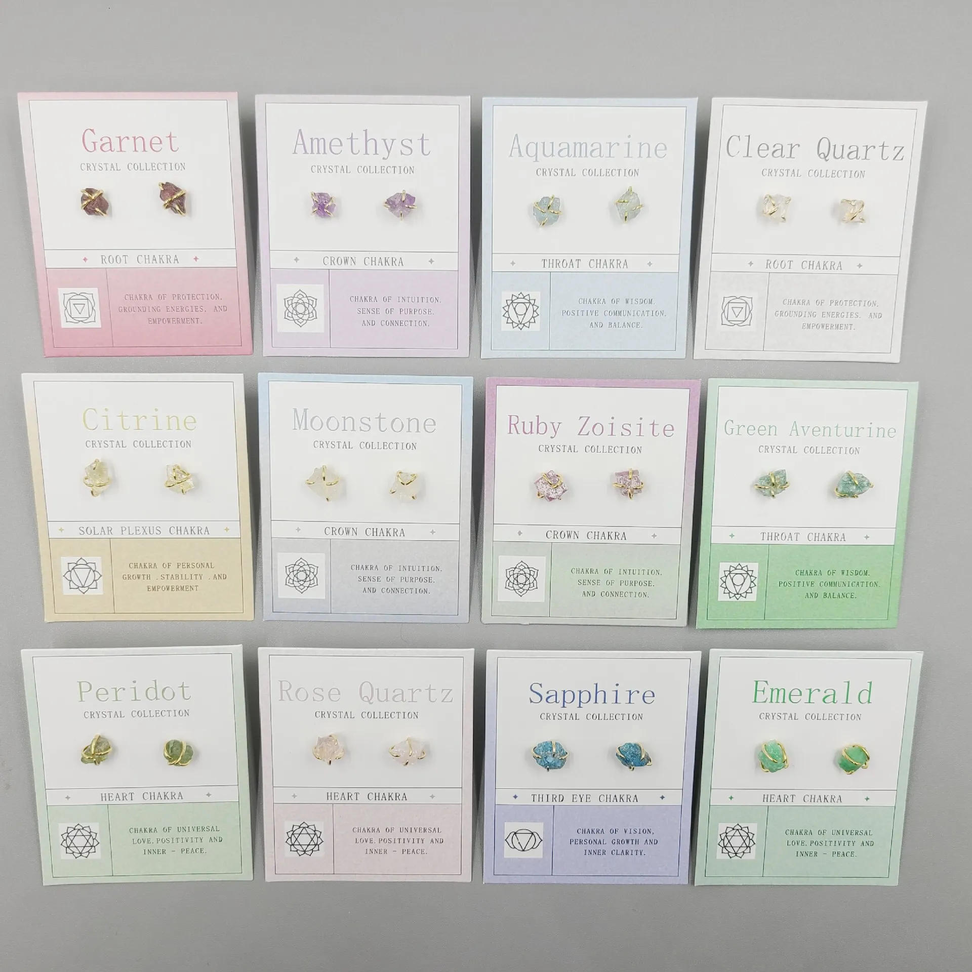 Wholesale Minimalist raw crystal Natural birthstone Stud Earrings Quartz Jewelry Crystal Stud Earrings Women