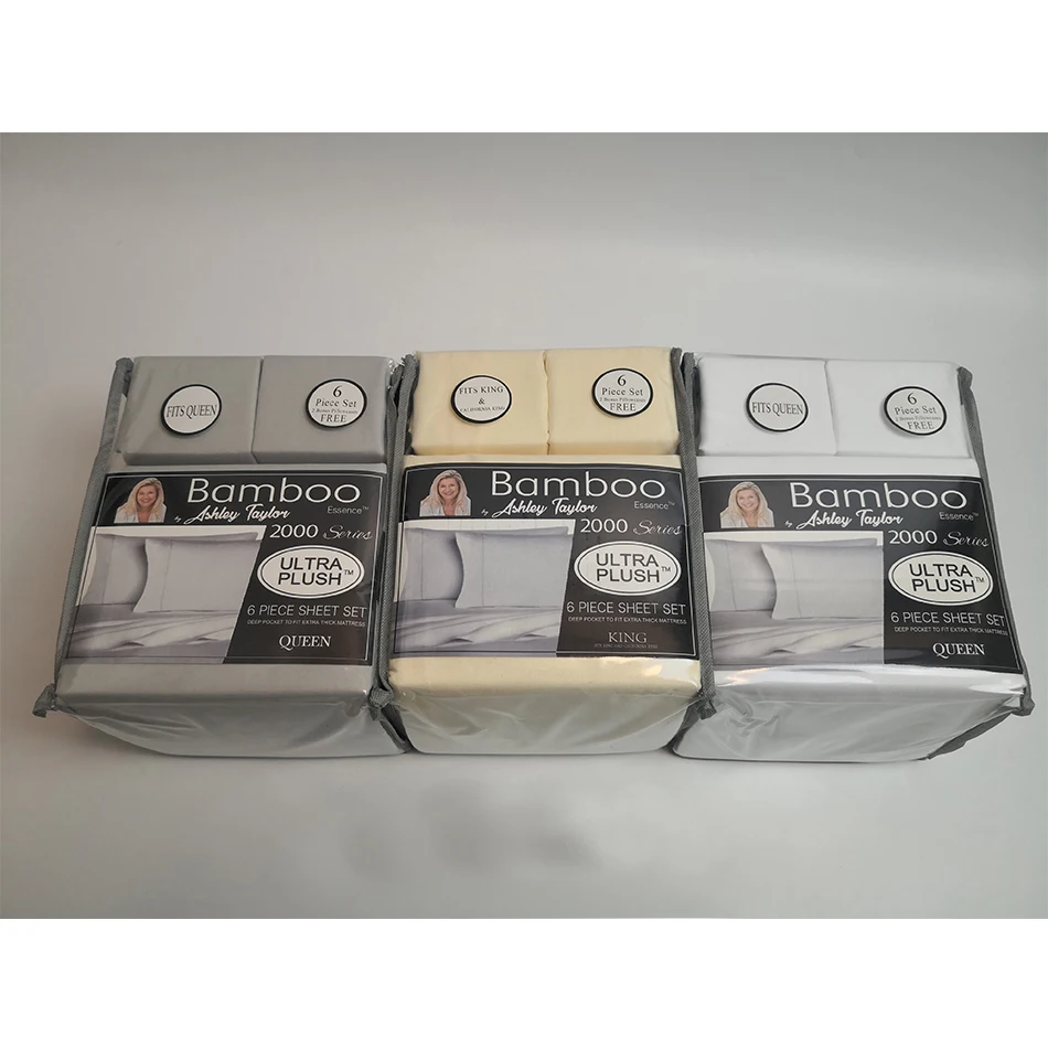 Bamboo 2200 series Brushed Microfiber best quality bed sheet set 6pcs