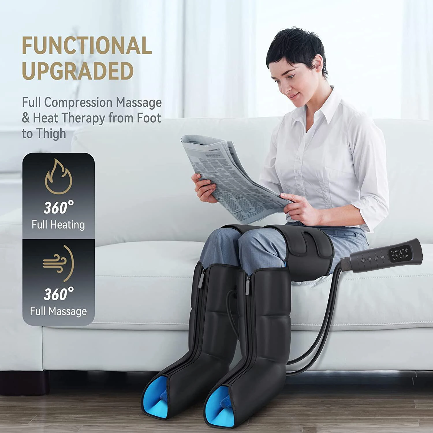 2024 Portable System Thigh High Massage Custom Fully Wireless Longest Recovery Pneumatic Leg Air Compression Boots For Athletes