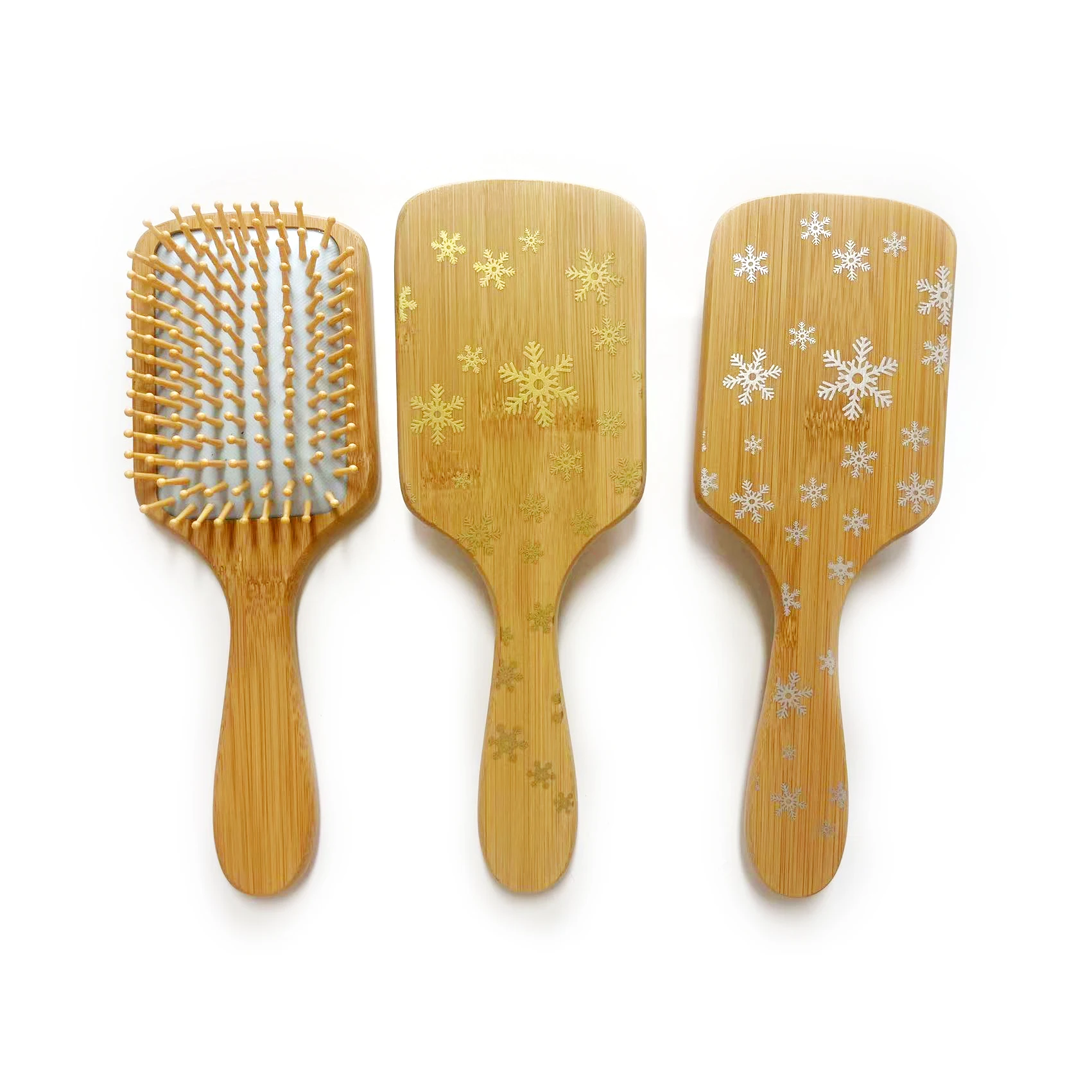 2022 hot sale merry christmas present hair brush with natural  bamboo handle