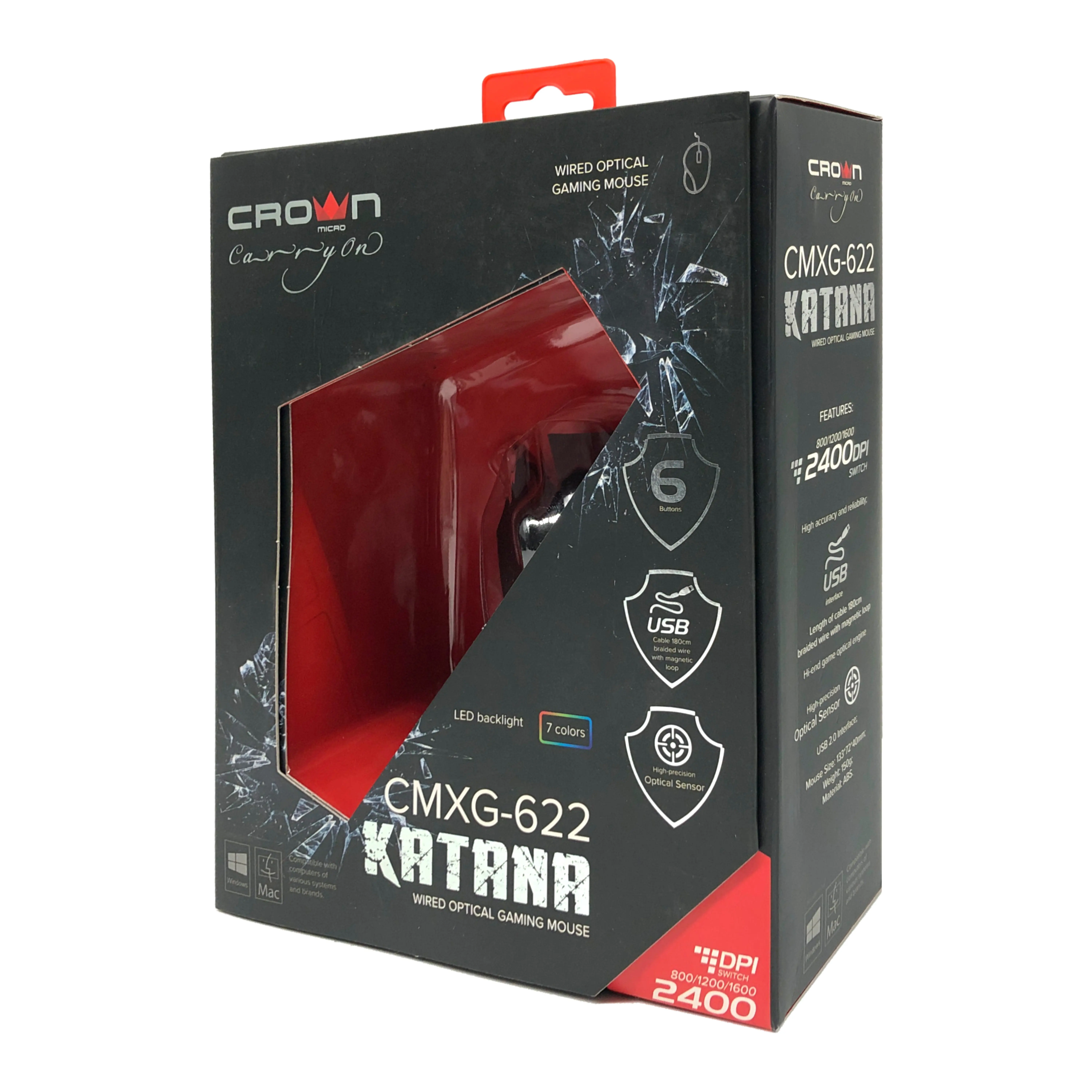 Crown Micro 7d ergonomic optical mechanical rgb wired mouse gaming mouse CMXG-622