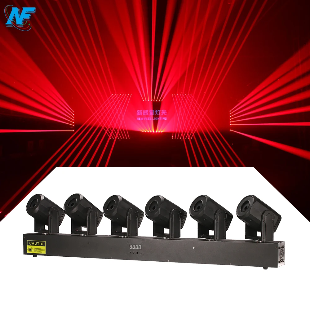 RGB Full Color 500MW*6 Moving Head Laser Light for Club Bar Stage Lighting Lamp Body Single Red Various Beam Types