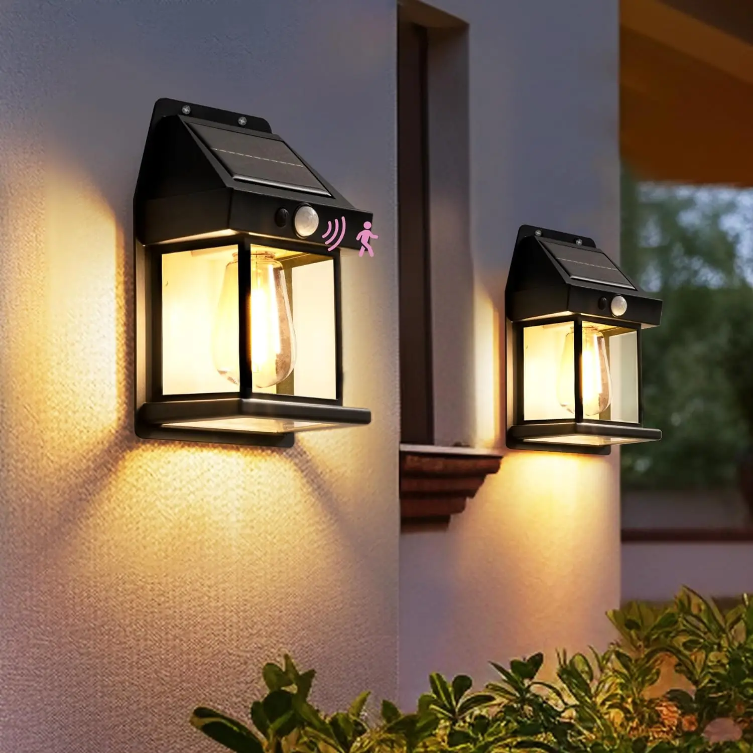 1200MAH solar wall light outdoor with motion sensor Security solar wall lamp Led solar interaction wall Garden Lights