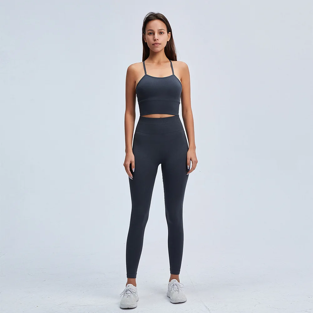 
2/3Pcs Sports Athletic High Waist Seamless Leggings Outfit Workout Sportswear Gyms Women Tracksuit Crop Top Sports Bra Yoga Set 