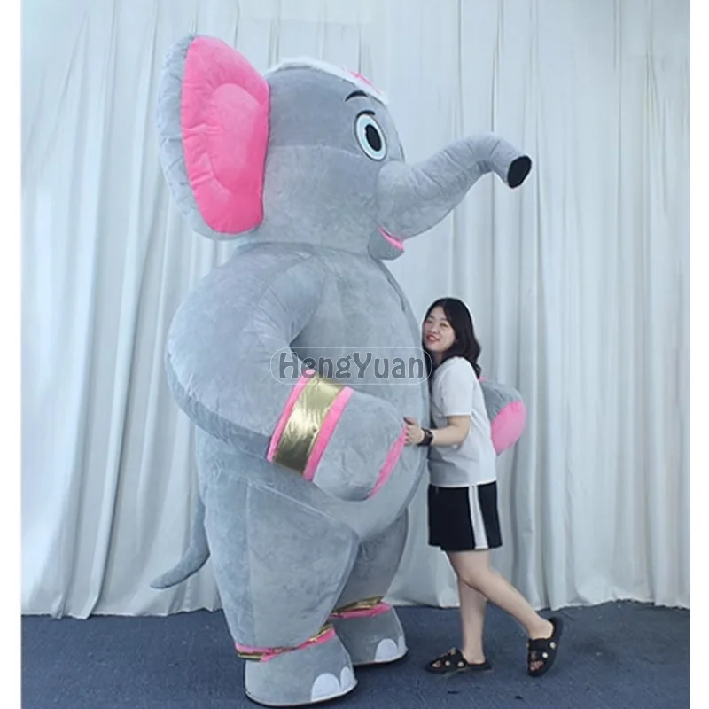 Hengyuan Plush Giant Gray Elephant Inflatable Costumes for Advertising Custom Inflatable Animal Mascot Suits For Wedding Decor