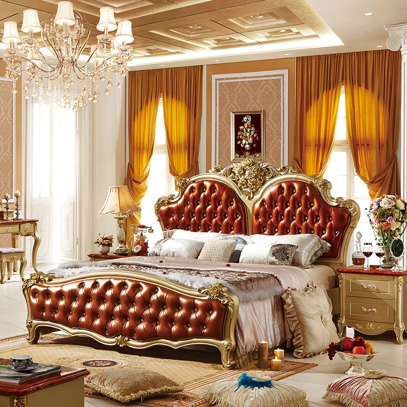 Французская Роскошная простая современная кровать для хранения из массива дерева