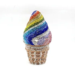 Guangzhou wholesale classical funny ice cream crystal bag women evening party purses bridal wedding clutches