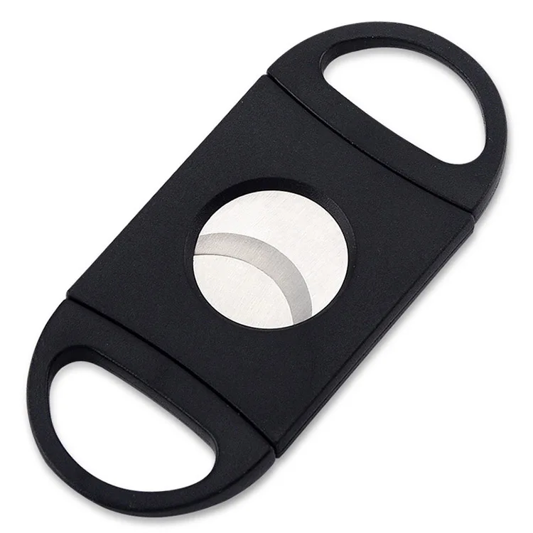 Hot sale Supplier Custom Logo Cigar Accessories Plastic Double Blade Cigar Cutter Black Table Top Plastic Cigar Scissors