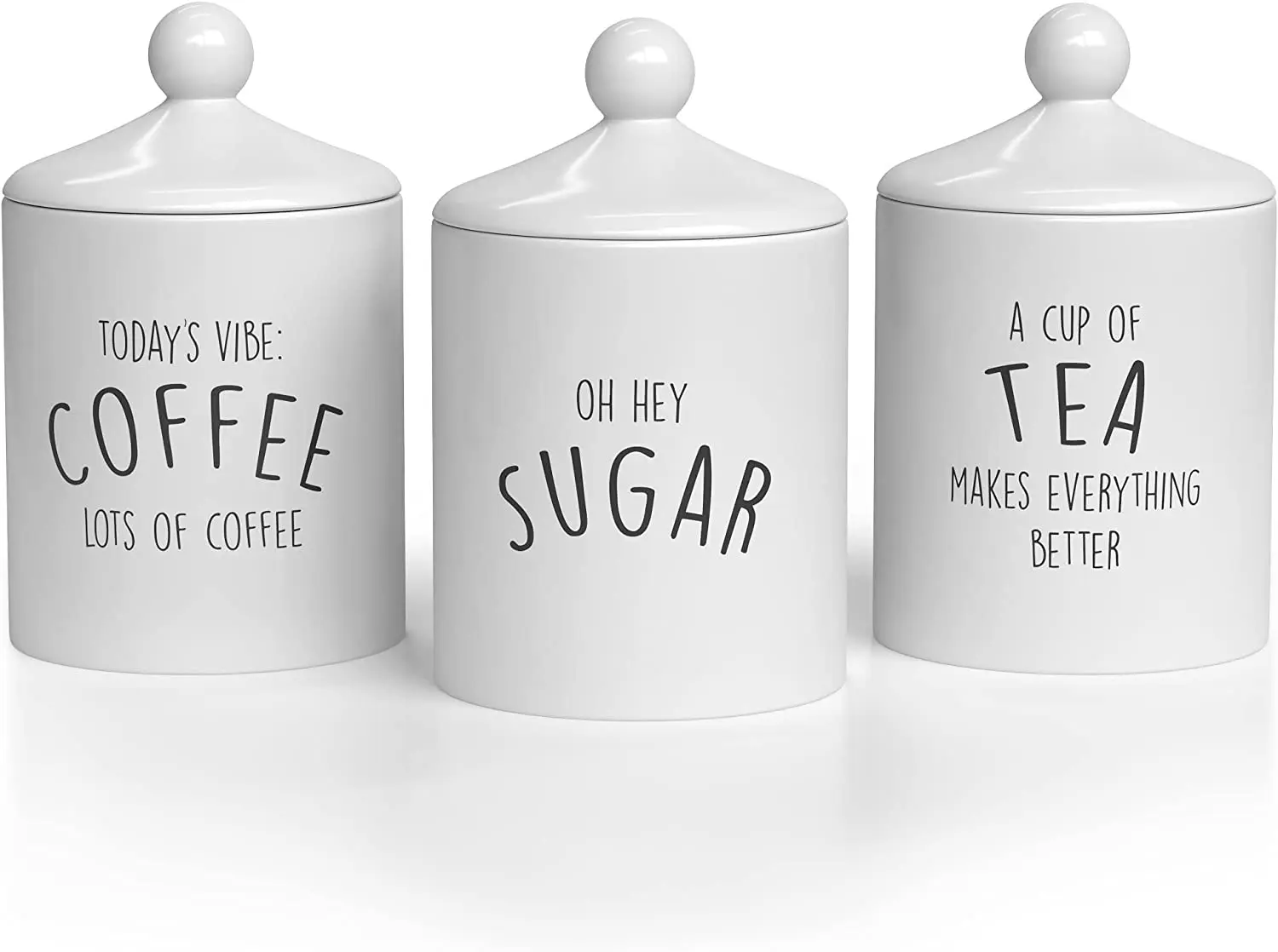 Rustic Ceramic Canister Sets for Kitchen White Porcelain Coffee Tea Sugar Container Set Ceramic Food Storage Jar in Bulk