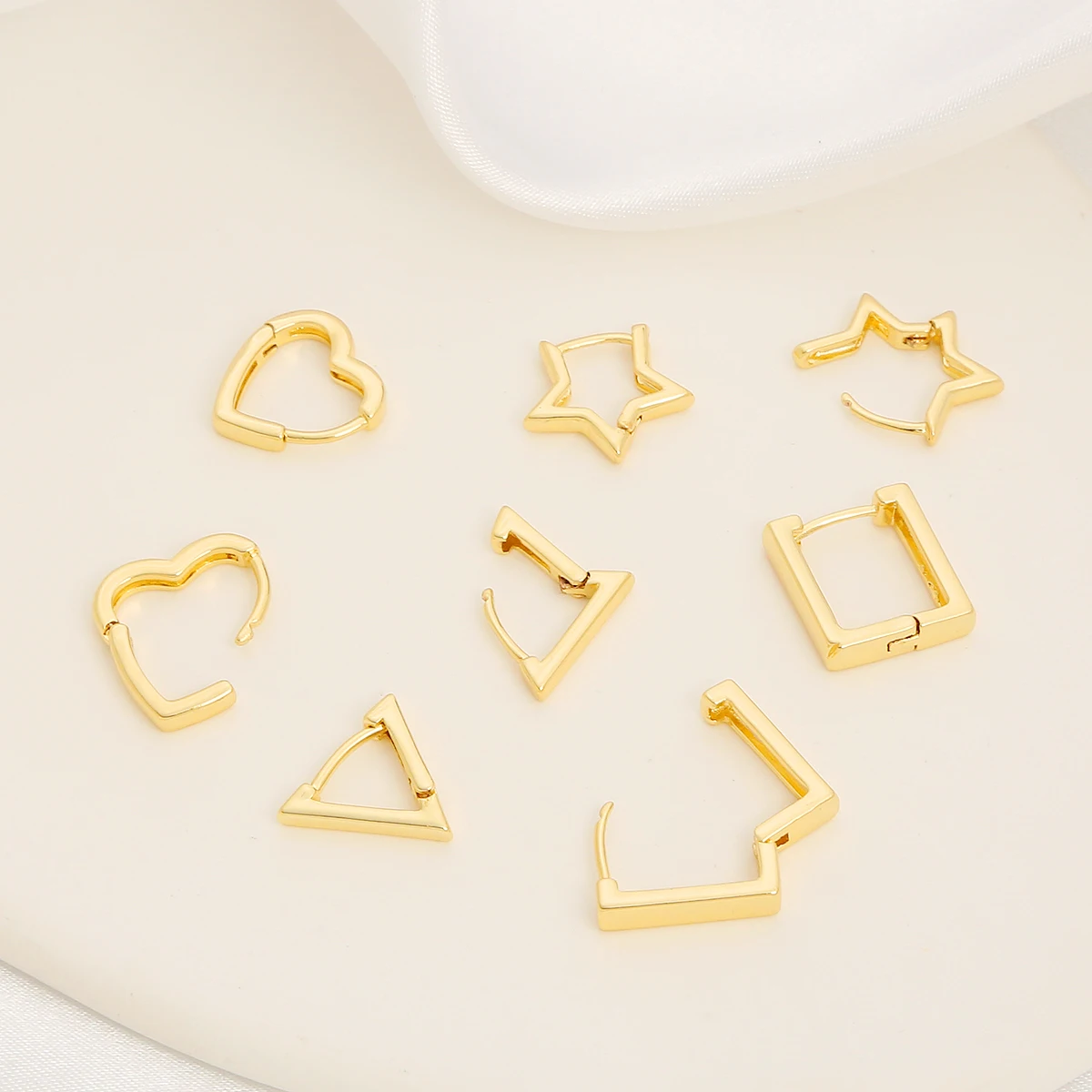 18K gold plated brass triangle Earrings Simple Vintage Geometric Earrings Five pointed star shaped square earrings for jewelry