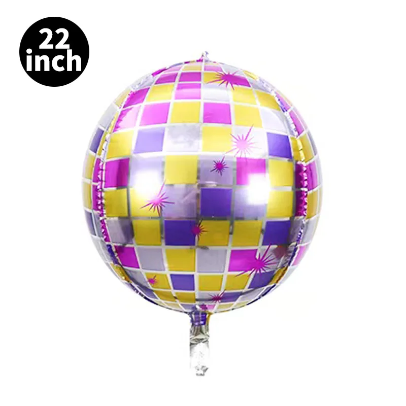 2024 New Color 22inch Disco 4D Round Balloon Shaped Foil Helium Balloon For Baby Shower Happy Birthday Party Decoration