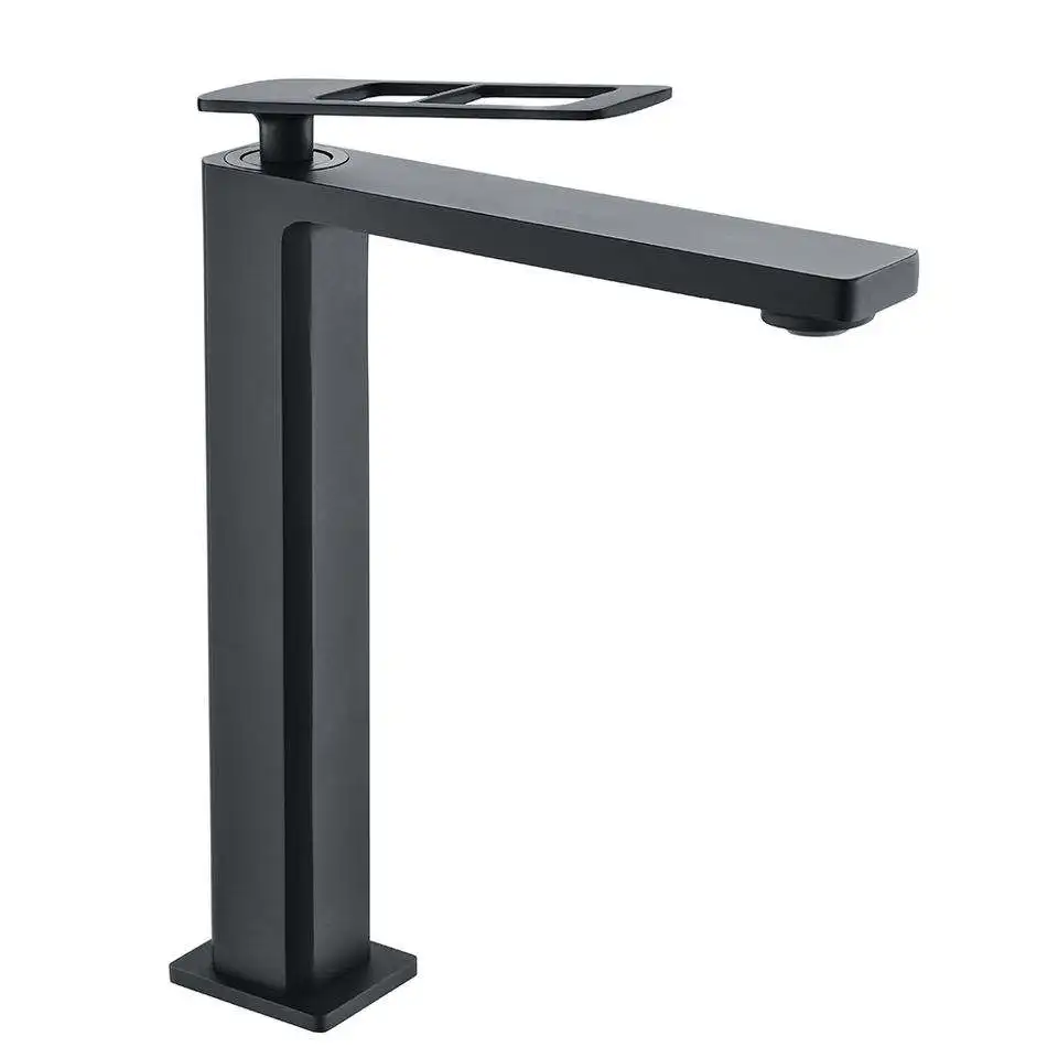 Modern  Deck Mounted Single Hole Matt Black Finish Brass Single Lever Basin Water Faucets