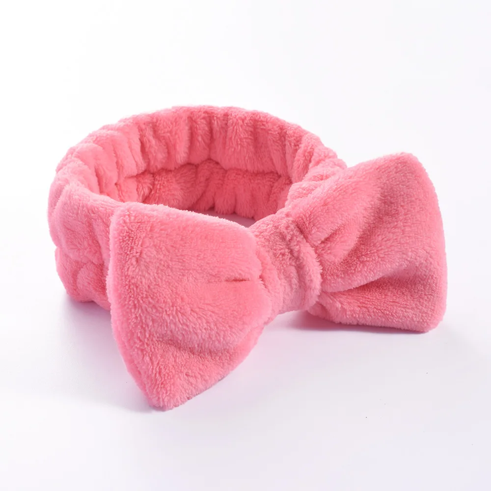 Custom Logo Microfiber Bowknot Spa Headbands Skincare Facial Cleansing Hair Wraps Wash Yoga Sports Shower Elastic Hairband