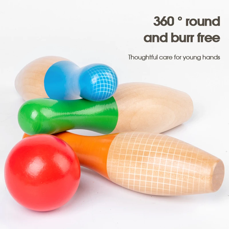 High Quality Montessori-Inspired Wooden Bowling Game Toys for Kids Fun Parent-Child Early Education Supplements