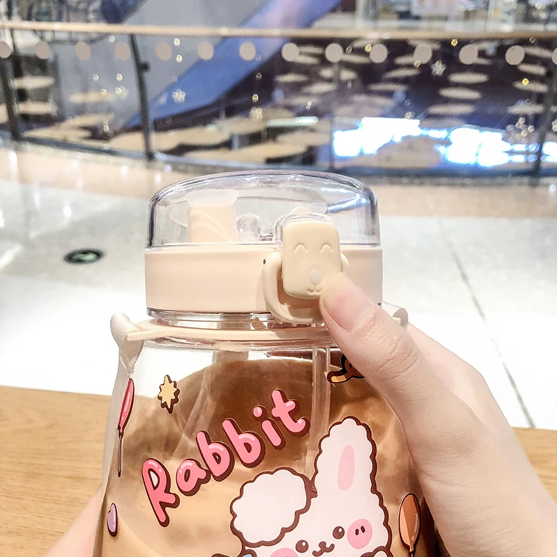 Amazon Бестселлер двойной питьевой горлышко пластиковая бутылка переработка большой емкости мультяшная для воды портативный diy стакан