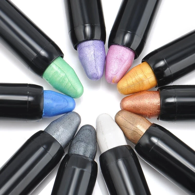 Women Waterproof Highlighter Eyeshadow Pencil Cosmetic Glitter Eye Shadow Eyeliner Pen Eyebrow Color Pencil