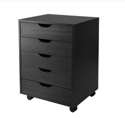 5 Drawers Black Storage cabinet wood Cabinet for Closet Office