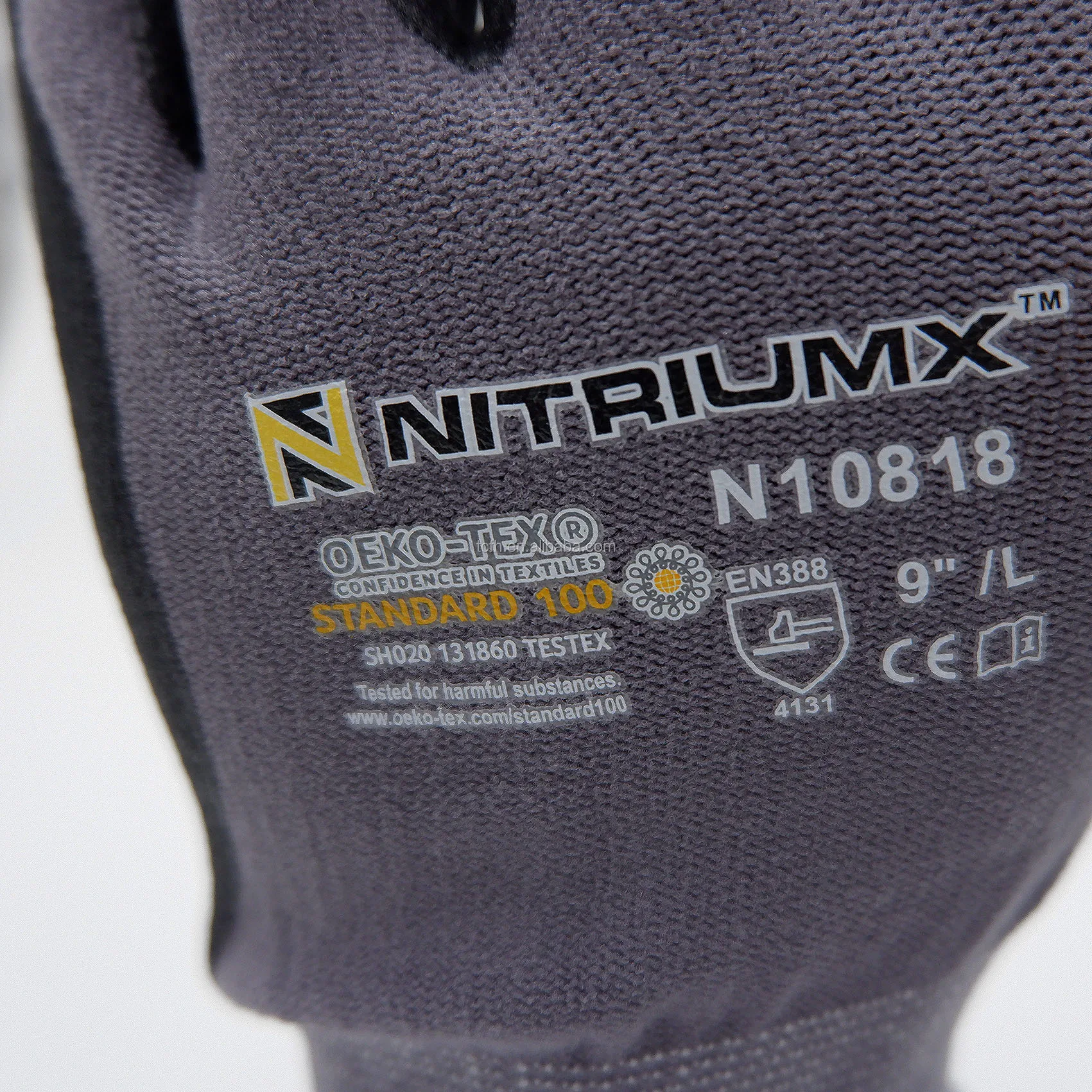 Nylon / Spandex Covered Yarn inner Black&Grey PU Palm Coat Safety Work Precision Assembly Glove with CE Certificates