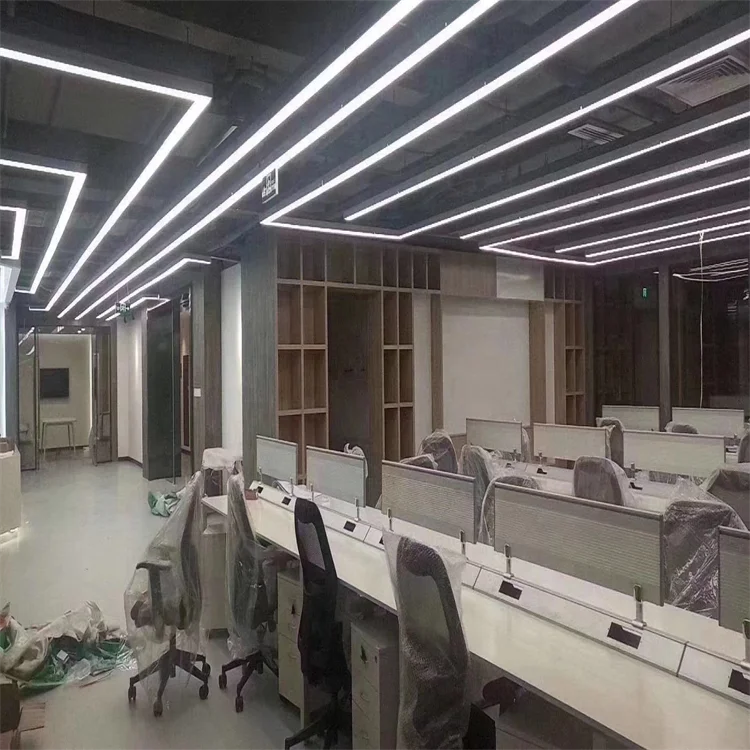 Led Chandelier Black Pendant Light Dimmable Ceiling Hanging Lamp With Remote Control Linkable Square Rectangle Linear Light