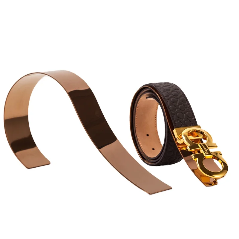 Simple S style stainless steel gloss finish leather belt display stand for retail