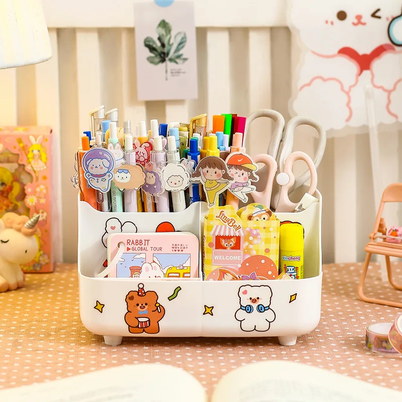 en Pencil Pot Holder Brush Storage Container Desk Organizer Multifunction washi tape Stationery Office Supplies