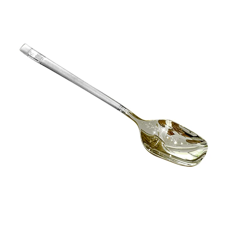 High-Appearance Korean Style Stainless Steel Square Soup Spoon Thick Dry Rice Lantern Spoon for Household Dining and Party Use