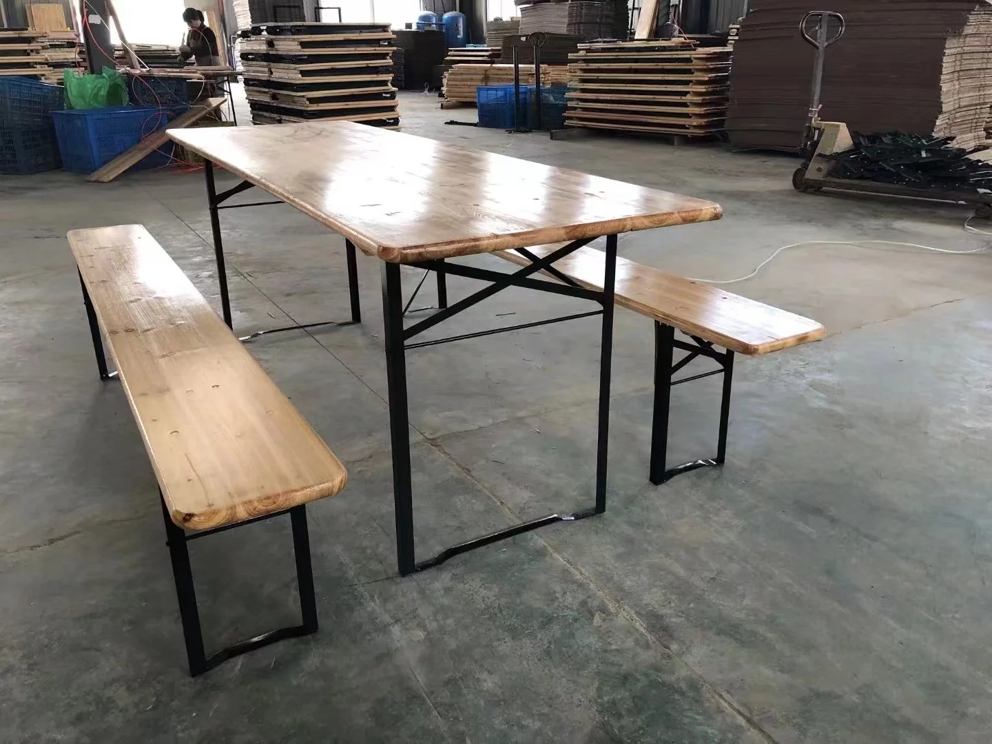 Outdoor Picnic Courtyard Party Dining Folding Brewery Wooden Beer Set Table And Bench For Event