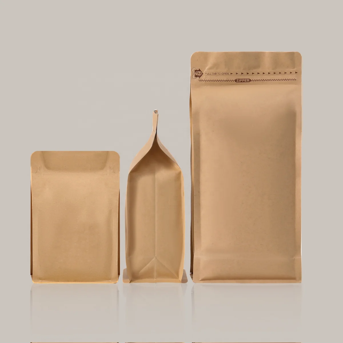 Resealable 1kg 500g 250g Matt Flat Bottom  Aluminum Foil Kraft paper  Coffee Bag With Valve And Zipper