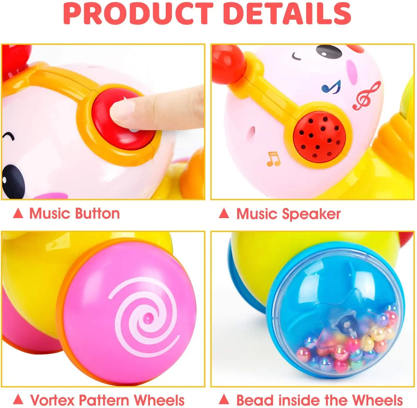Crawling Musical Toys with Light Up & Dancing Modes, Educational  Music and Light Toys for Babies and Toddler