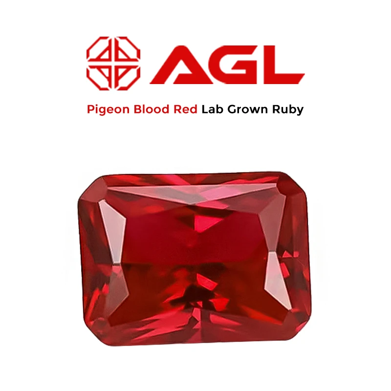 Radiant Lab Ruby Custom Various Shapes Loose Gemstones Pigeon Blood red Loose Ruby AGL GRS Certified Lab Grown Ruby