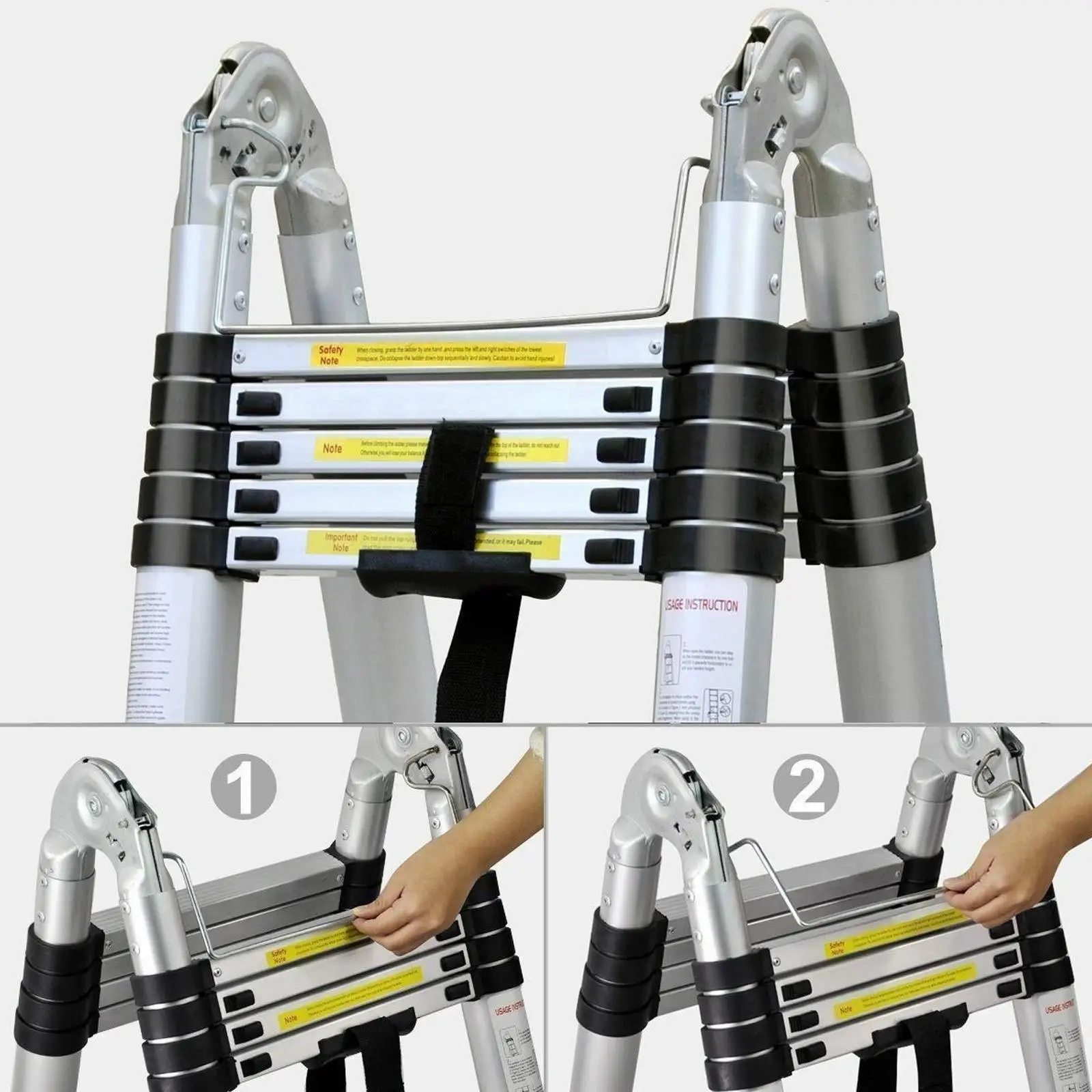 Outdoor anti slip wall connecting ladder thickened aluminum alloy folding ladder household multifunctional telescopic ladder