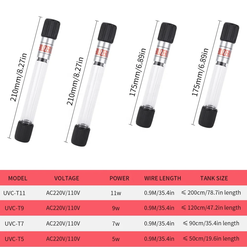 UV Germicidal Lamp With Timer Fish Tank Submersible Sterilization Lamp Fish Pond Aquarium 5W UV Disinfection Lamp