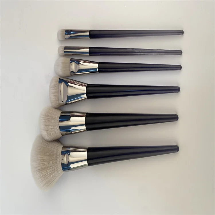 Amazon Hot Selling Professional Black Ferrule 6pcs Special Plastic Synthetic High Quality Makeup Brushes Set Bag