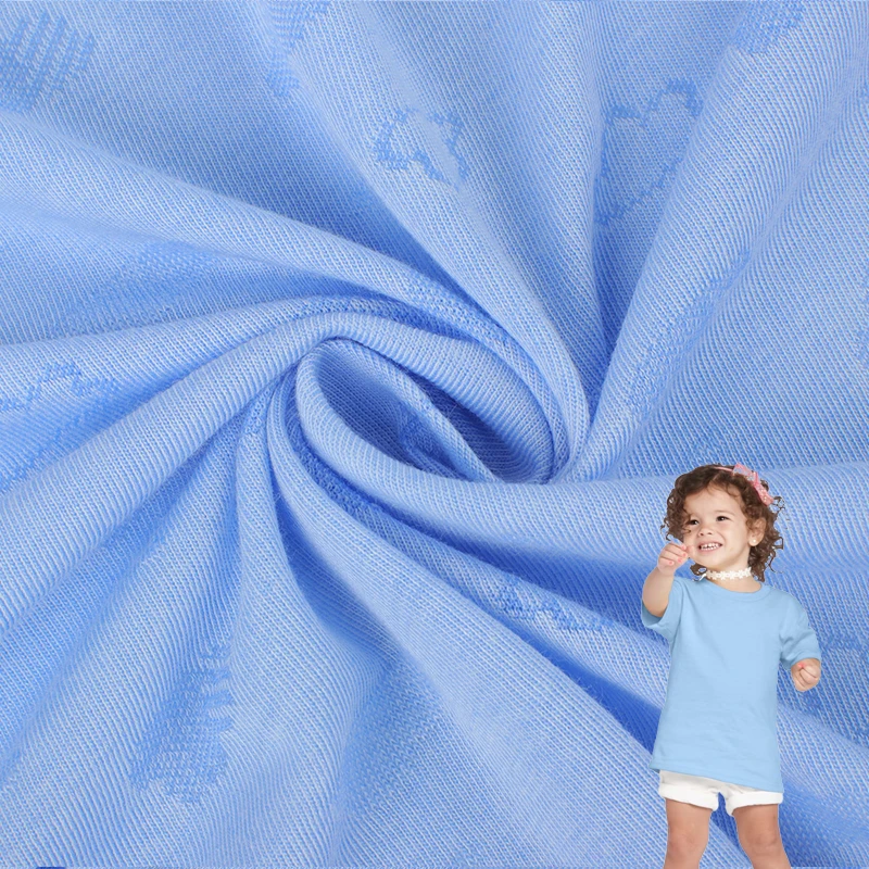 Wholesale 40s 150GSM Yarn Dye Knit Jacquard Soft 52% Bamboo 25% Nylon 23% Cotton Knitting Fabric For Baby Clothing